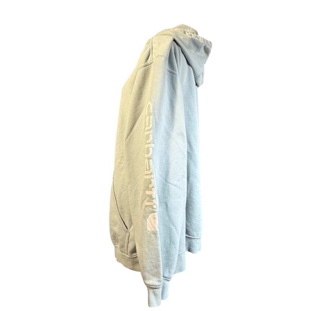 Carhartt Mens 2XL Loose Fit Midweight Logo Sleeve Hoodie Light Blue K288 H13